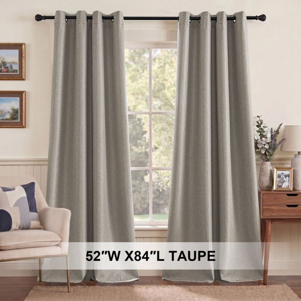 52"x84" Linen Room Darkening Thermal Grommet Curtain - Heather Taupe